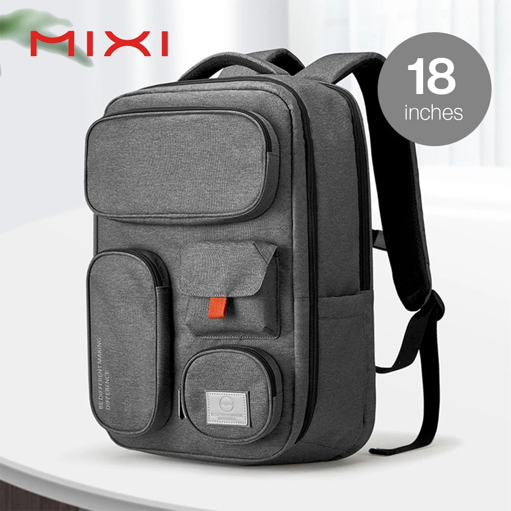 Mixi Outdoor Backpack - 18 Inch Waterproof Travel Bag for Men and Women, Laptop, White, Black, Blue Rock Gray / 18 inch