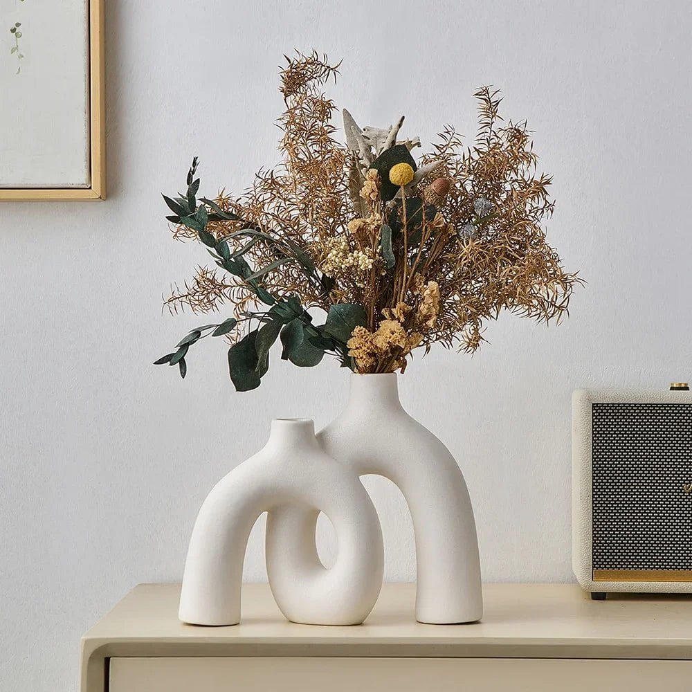 Modern Decorative Vases: Wedding & Office Decoration, Cute Room Decor, Ceramic Vase for Dried Flowers