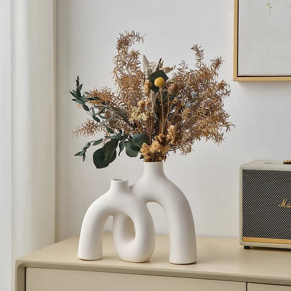Modern Decorative Vases: Wedding & Office Decoration, Cute Room Decor, Ceramic Vase for Dried Flowers