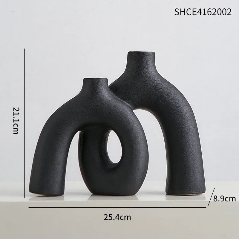 Modern Decorative Vases: Wedding & Office Decoration, Cute Room Decor, Ceramic Vase for Dried Flowers A