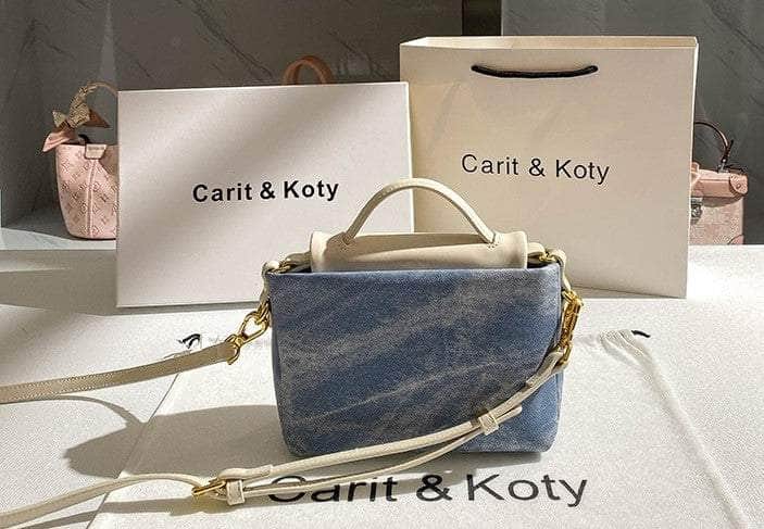 Modern Denim Mini Handbag with Flap Detailing