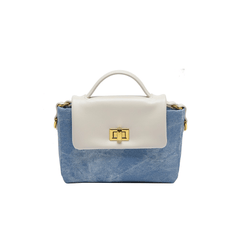 Modern Denim Mini Handbag with Flap Detailing