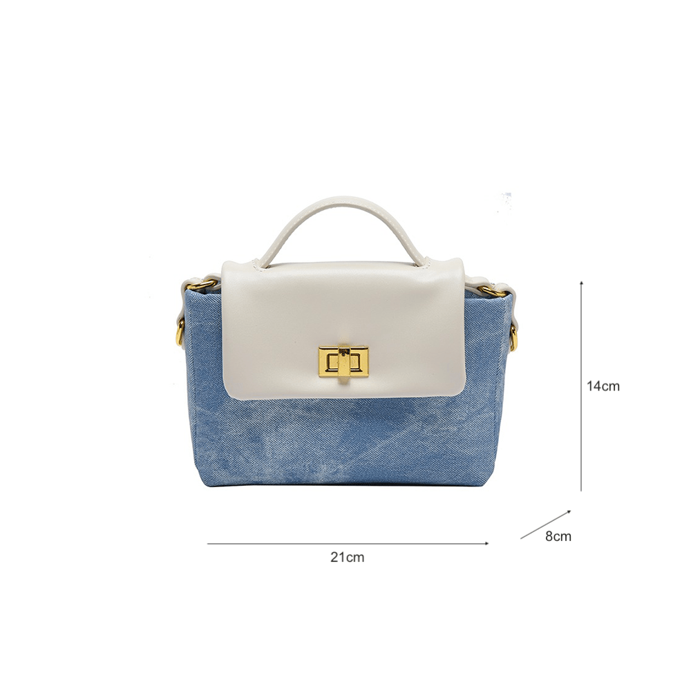 Modern Denim Mini Handbag with Flap Detailing