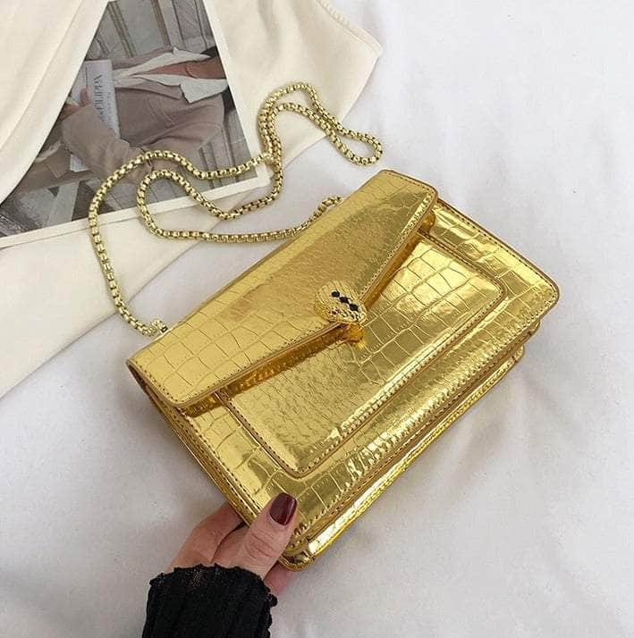 Modern Flap Crossbody Bag with Stylish Eagle Icon Gold