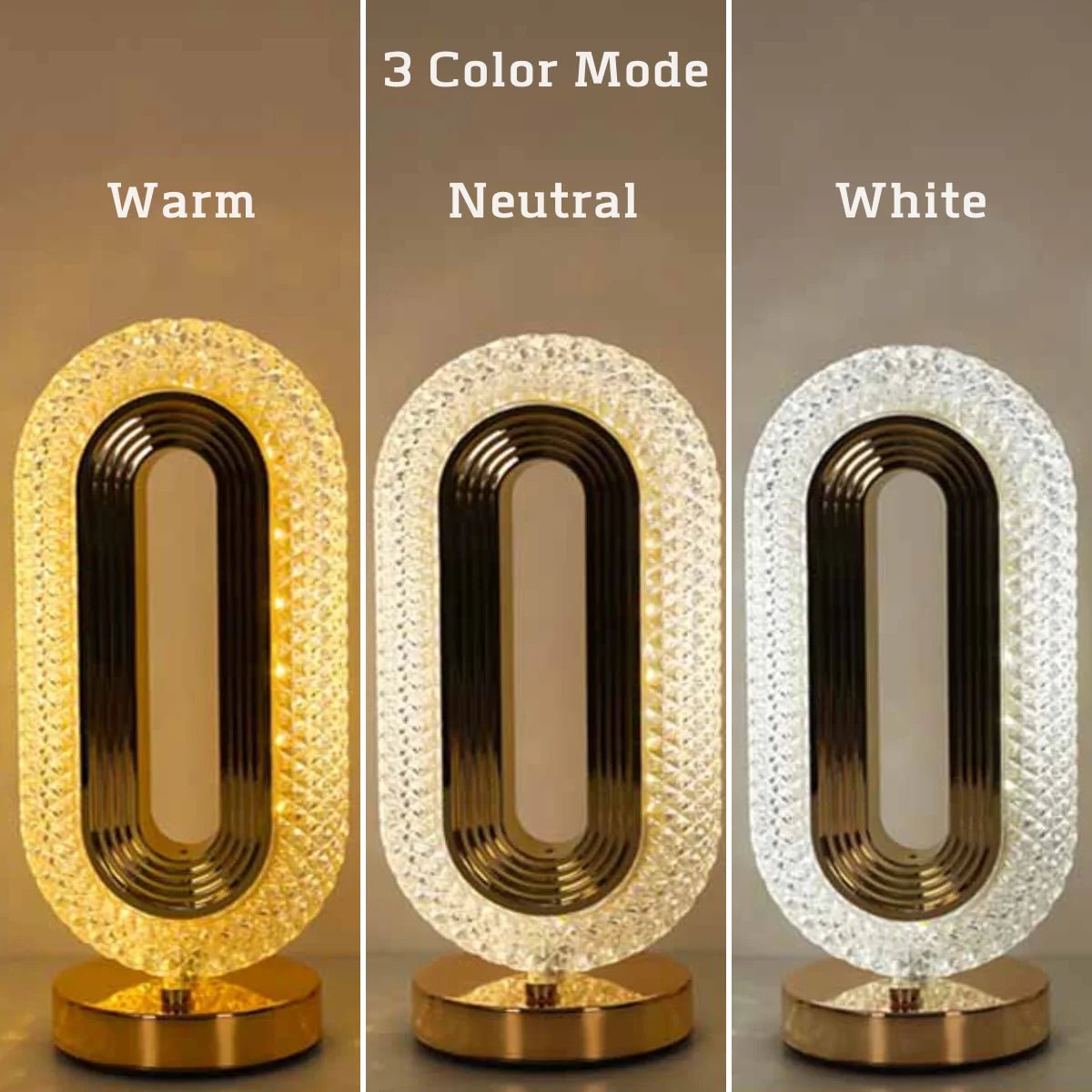 Modern Luxury Oval Crystal Table Lamp: USB Rechargeable, Living Room, Bedroom, Bedside, Creative Decoration, Atmosphere Night Light Gold / changeable