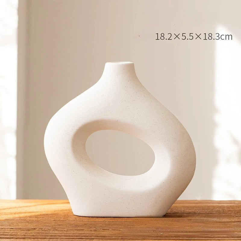Modern Nordic Style Ceramic Vase - Free Shipping, Luxury Decorative Vases for Home, Room Design, and Flower Arrangements Small height 18.3cm