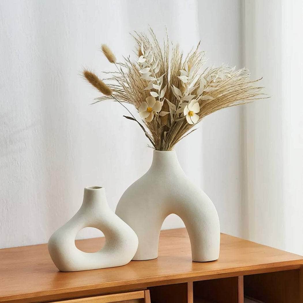 Modern Nordic Style Ceramic Vase: Home and Office Decor, Shelf Accessories, Decorative Vases for Bookshelf and Room