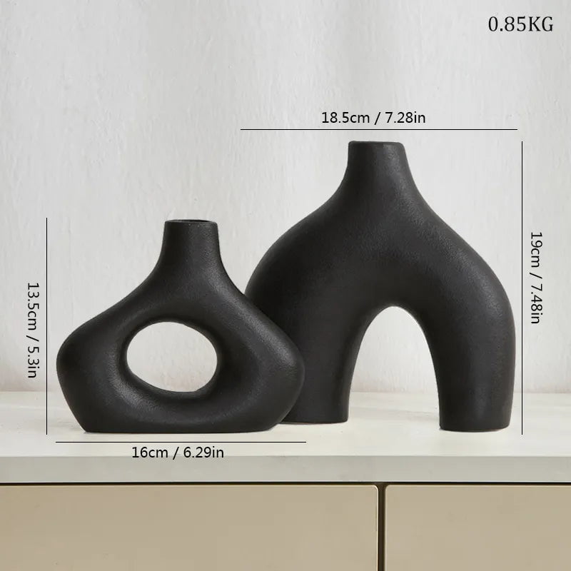 Modern Nordic Style Ceramic Vase: Home and Office Decor, Shelf Accessories, Decorative Vases for Bookshelf and Room vase 2pcs 2
