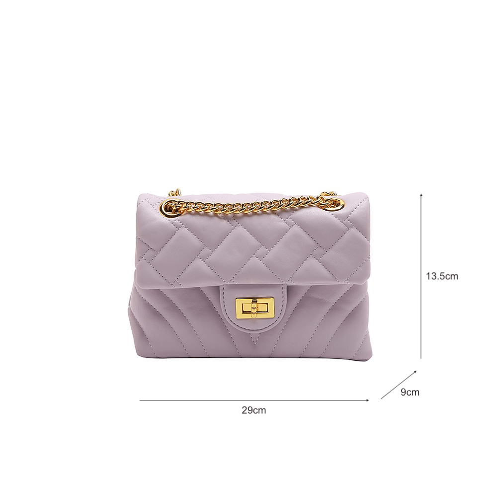 Modern Quilted Lavender Bag with Dual Chain Straps