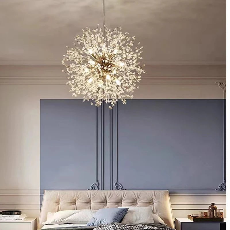 Modern Sky Star Crystal Pendant LED Lighting: Fireball Dandelion for Restaurant, Living Room, Bar - Art Danish Luminaire