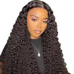 Mongolian Bouncy Kinky Curly Glueless Wig - Wear And Go, 6x4 Lace Front Human Hair Wig, Pre-Plucked, Pre-Bleached Knots 12inches / 180%