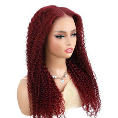 Mongolian Kinky Curly 99J Burgundy Glueless Wig - Wear And Go, Pre-Cut, 6x4 Lace, Glueless Wigs, Ready to Wear