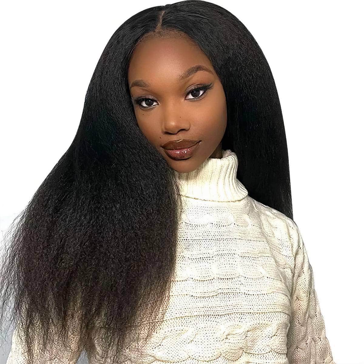 Mongolian Kinky Straight Glueless Wig - Wear And Go, 6x4 HD Lace Front, Ready To Wear, Pre-Plucked, Human Hair Wig 12inches / 180%