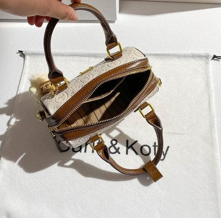 Monogrammed Casual Satchel Bag With Gold Metal Accent