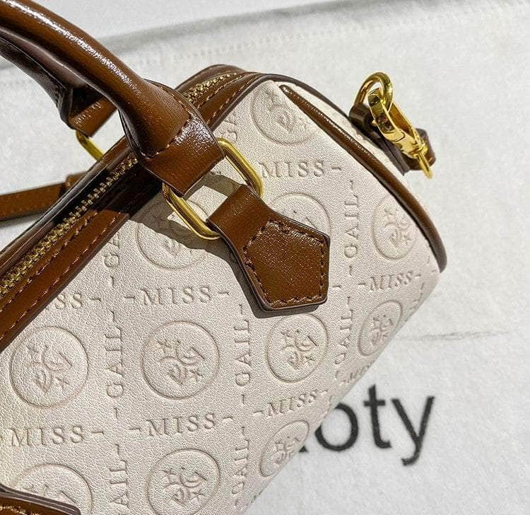 Monogrammed Casual Satchel Bag With Gold Metal Accent