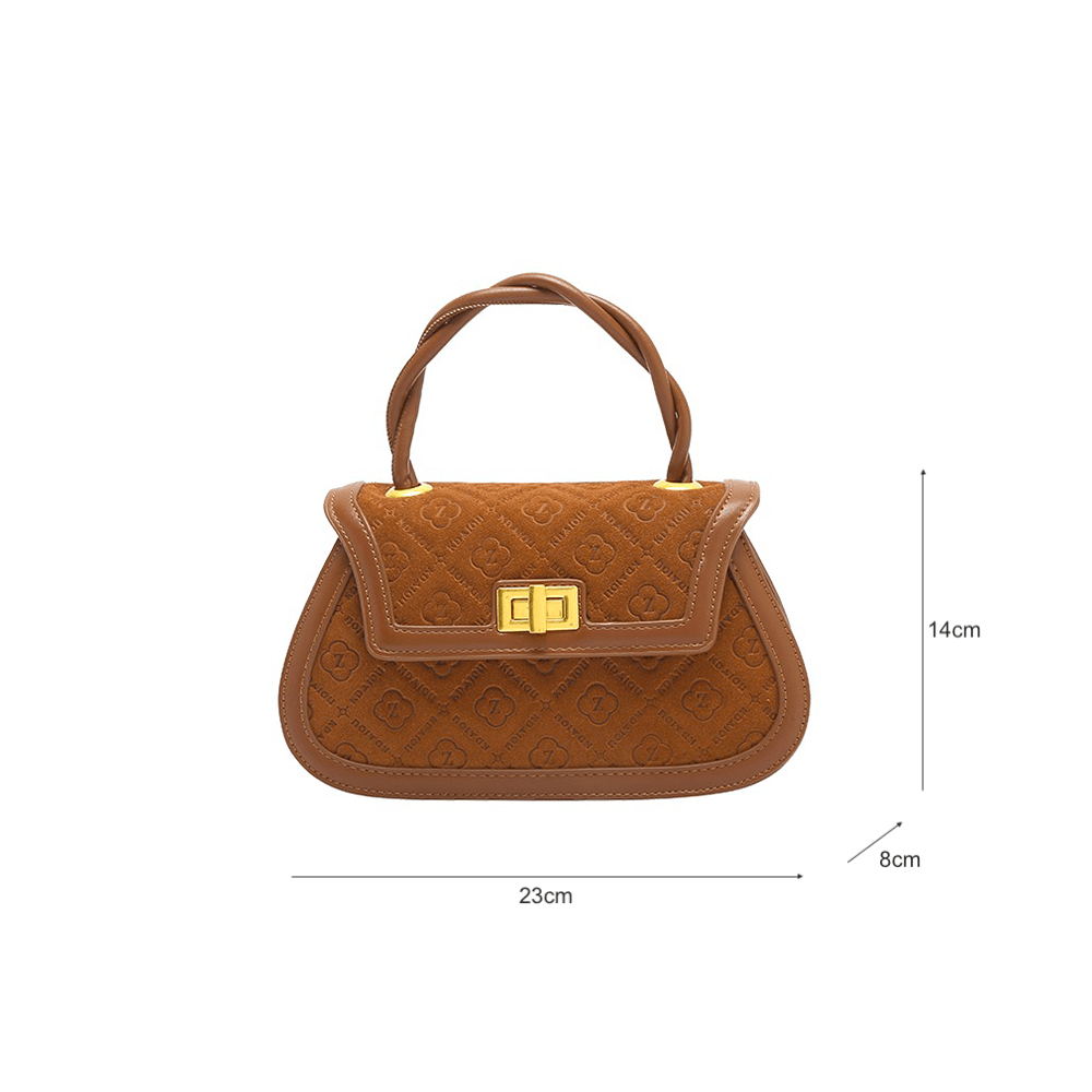 Monogrammed Saddle Handbag with Signature Metal Lock