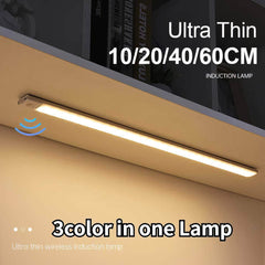 Motion Sensor Night Light - Wireless USB Under Cabinet Lamp for Bedroom, Wardrobe - 3 Colors in One