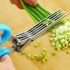 Multi-functional Stainless Steel Kitchen Scissors - 3/5 Layers for Pepper Shredding, Chopping Scallions, Laver Cutting