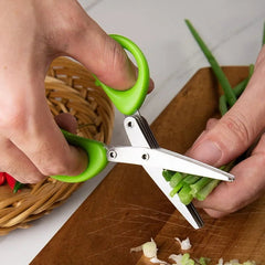 Multi-functional Stainless Steel Kitchen Scissors - 3/5 Layers for Pepper Shredding, Chopping Scallions, Laver Cutting