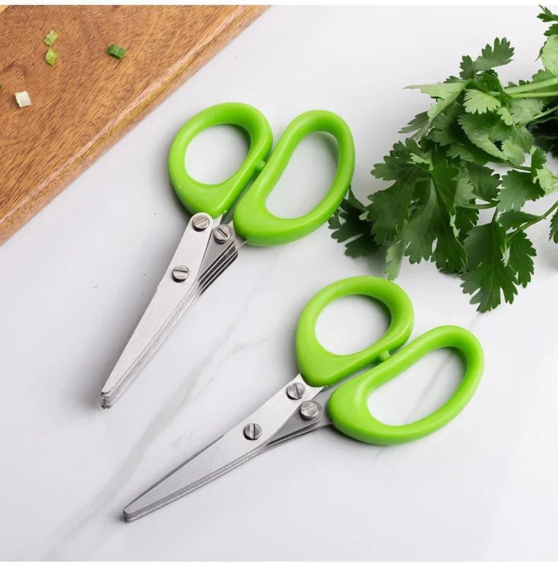 Multi-functional Stainless Steel Kitchen Scissors - 3/5 Layers for Pepper Shredding, Chopping Scallions, Laver Cutting