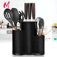 Multi-purpose Knife Holder - Kitchen Cutlery Storage Cylinder with Shelf for Knives and Utensils