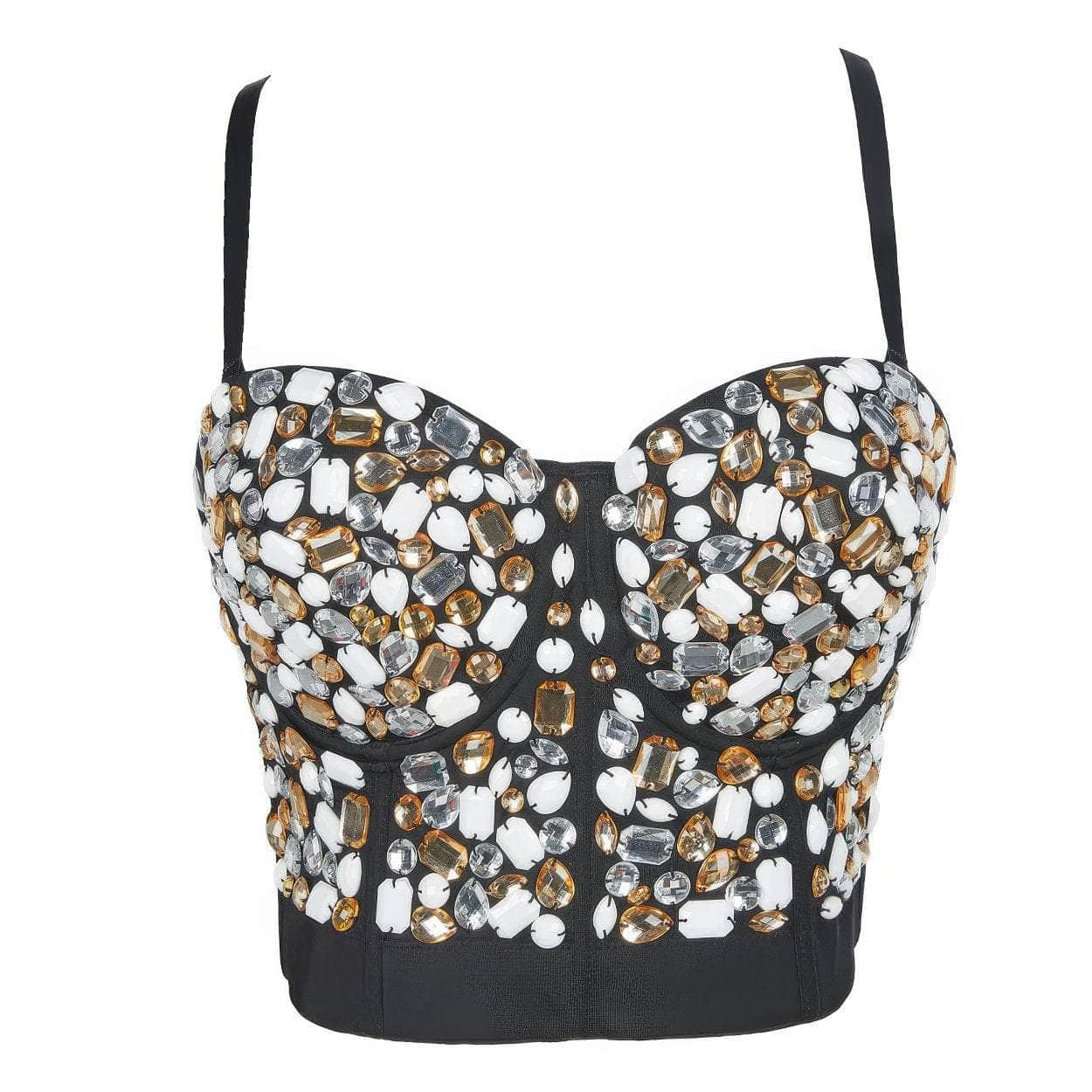 Multi Rhinestone Bejeweled Corset Bralette