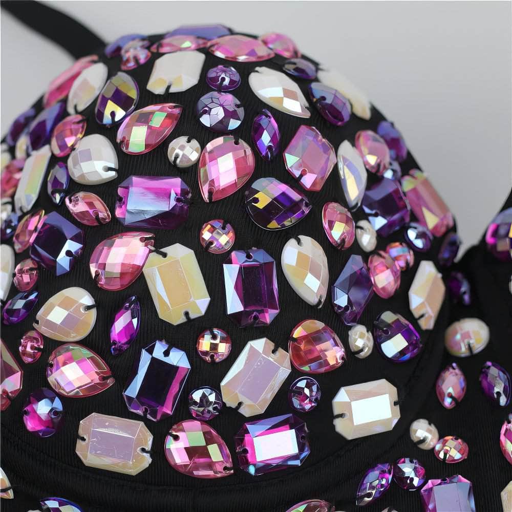 Multi Rhinestone Bejeweled Corset Bralette