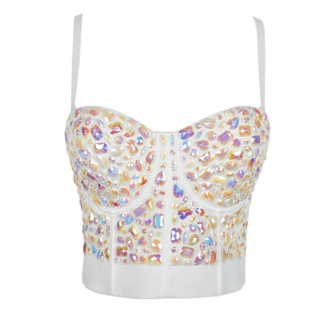 Multi Rhinestone Bejeweled Corset Bralette