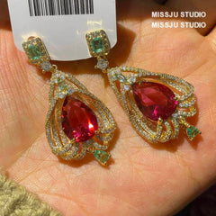 Multicolor Gemstone Fruity Deco Statement Drop Earrings Multicolor