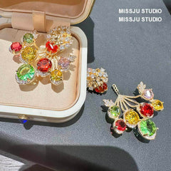 Multicolor Gemstone Statement Stud Earrings Multicolor