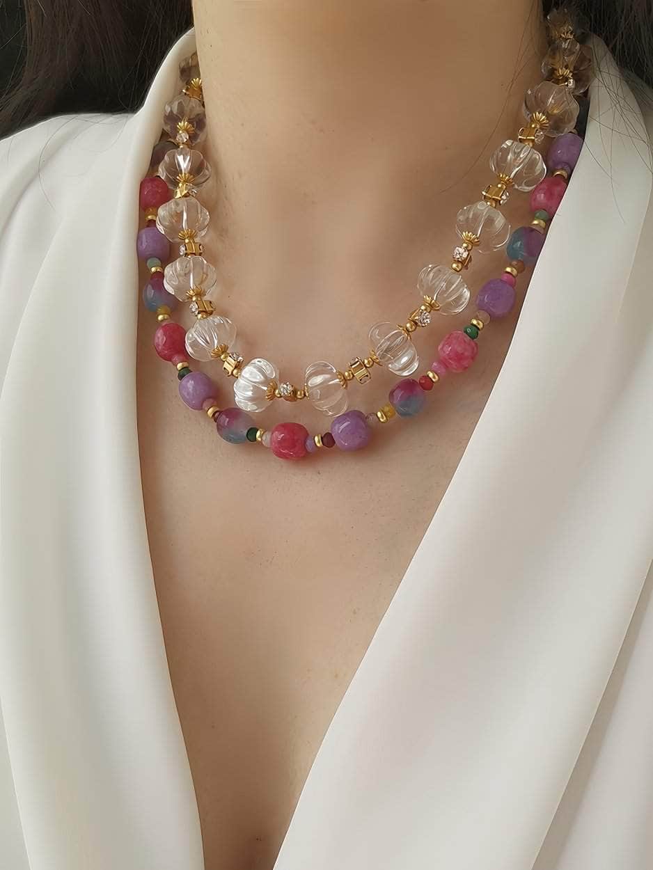 Multicolor Natural Stone Iranian Murano Necklace Multicolor / Necklace