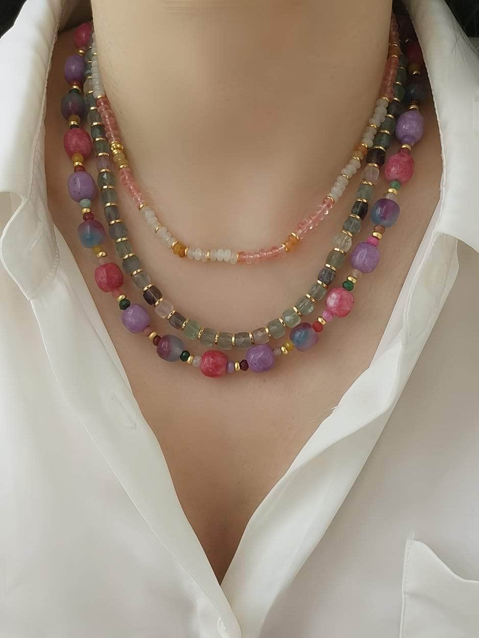 Multicolor Natural Stone Iranian Murano Necklace Multicolor / Necklace