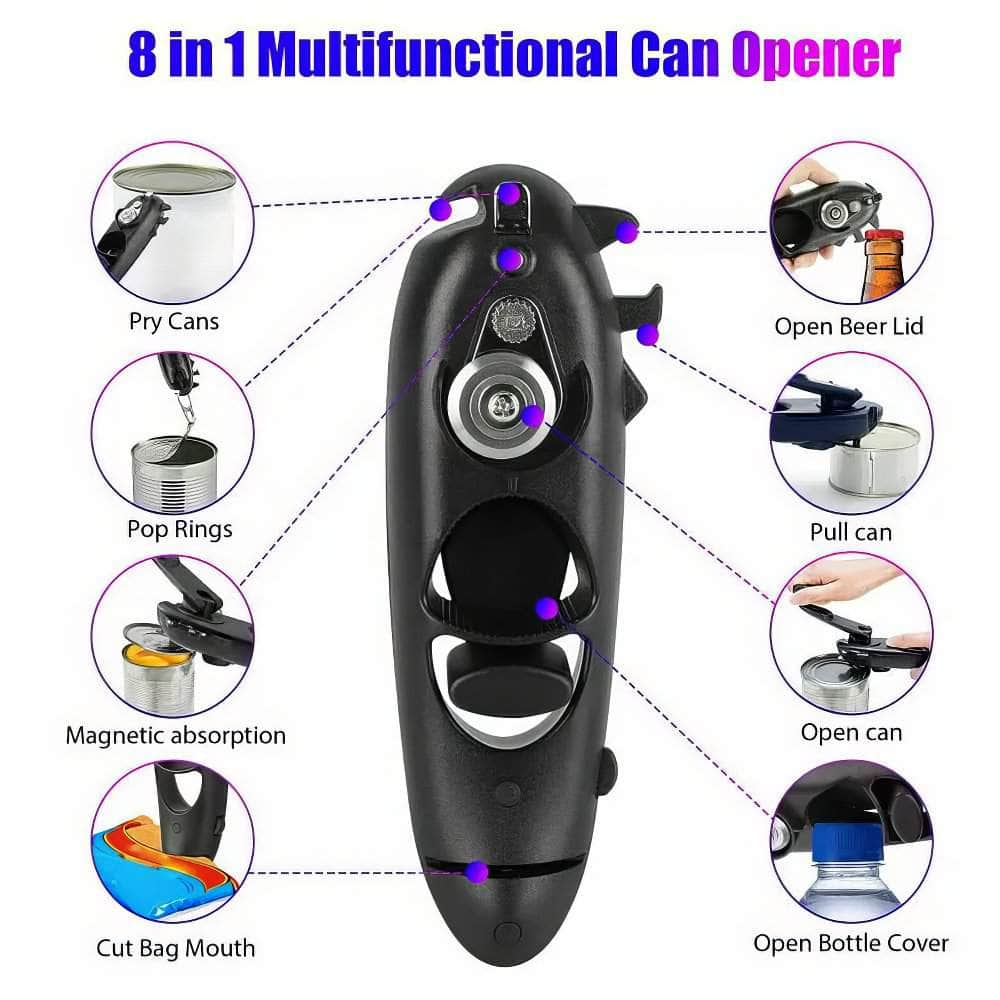 Multifunctional 8 in 1 Manual Can Opener