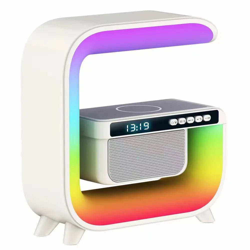 Multifunctional Bluetooth Speaker Alarm Clock - Wireless Mobile Phone Charging, 15W Subwoofer, Colorful RGB Light White / CHINA