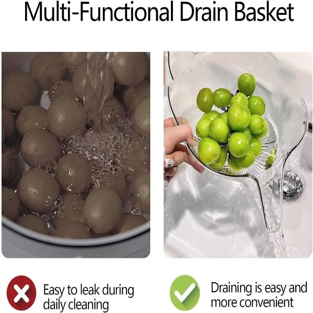 Multifunctional Drain Basket - Household Sink Vegetable Basin, Kitchen Washing Fruit Plate, Plastic Drain Bowl