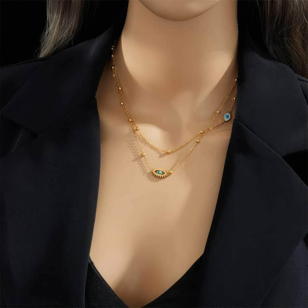 Multilayer 2in1 Eye Pendant Necklace - New Clavicle Chains Jewelry for Women and Girls, perfect for Birthday Gifts N1914