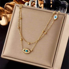 Multilayer 2in1 Eye Pendant Necklace - New Clavicle Chains Jewelry for Women and Girls, perfect for Birthday Gifts N1914