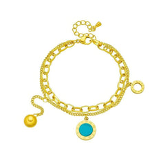 Multilayer Round Roman Numeral Beads Charm Bracelet B741