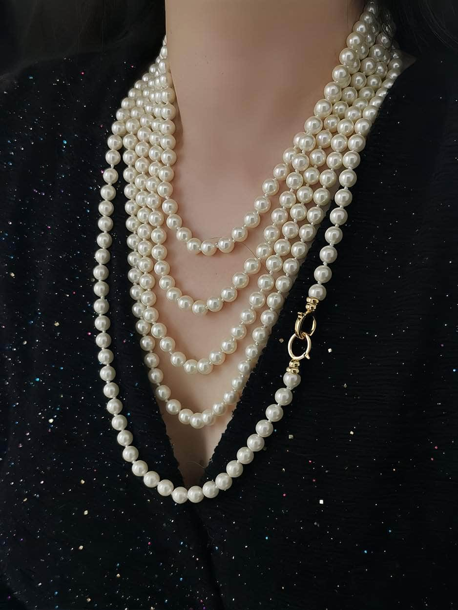 Multilayer Vintage Freshwater Pearl Necklace White