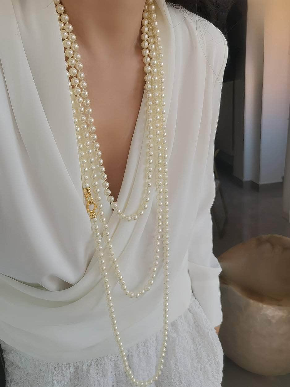 Multilayer Vintage Freshwater Pearl Necklace White