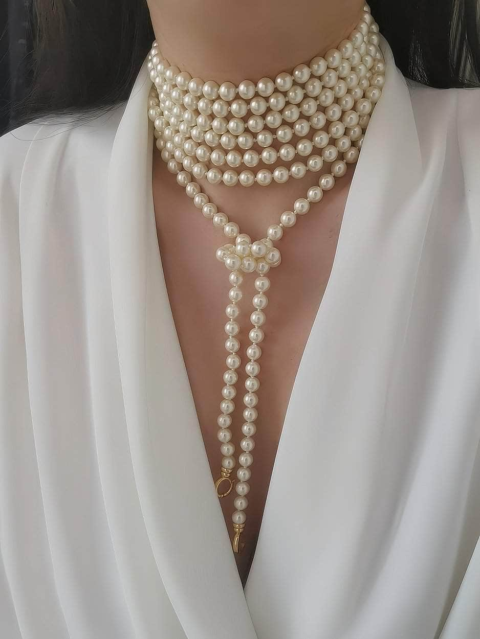 Multilayer Vintage Freshwater Pearl Necklace White