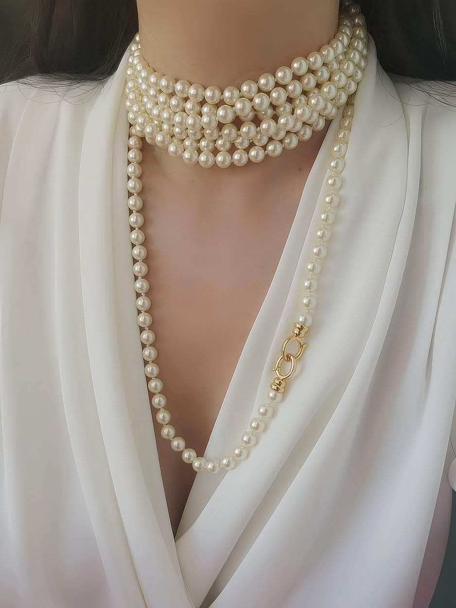 Multilayer Vintage Freshwater Pearl Necklace White