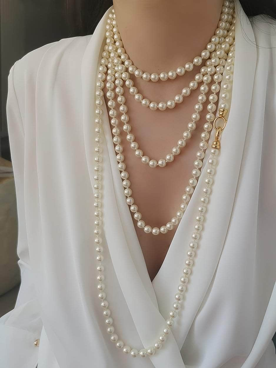 Multilayer Vintage Freshwater Pearl Necklace White