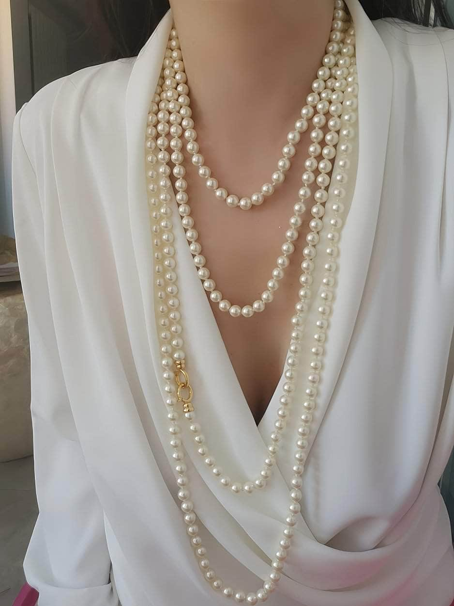 Multilayer Vintage Freshwater Pearl Necklace White