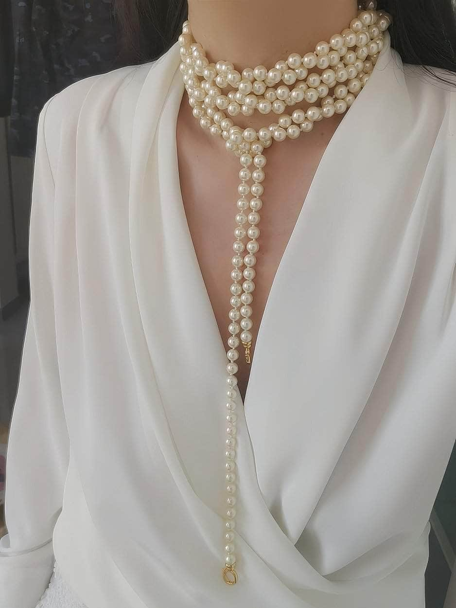 Multilayer Vintage Freshwater Pearl Necklace White