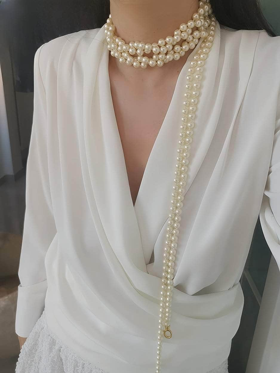 Multilayer Vintage Freshwater Pearl Necklace White