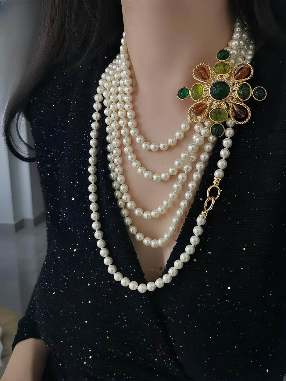 Multilayer Vintage Freshwater Pearl Necklace White