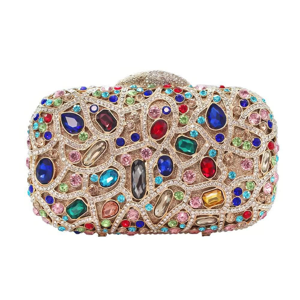 Multistone Luxury Crystal Clutch Purse Multicolor