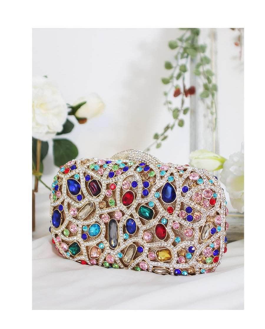 Multistone Luxury Crystal Clutch Purse Multicolor