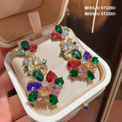 Multistone Rhinestone Dangle Statement Earrings Multicolor